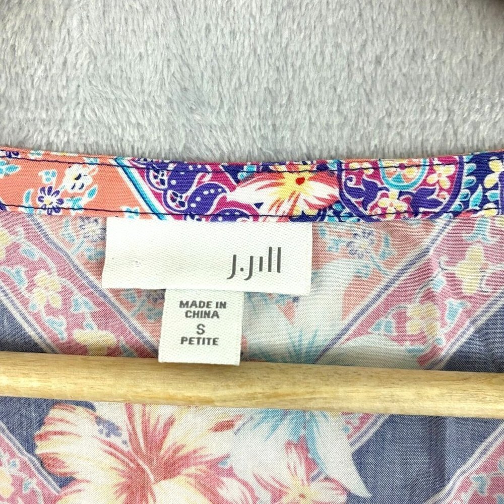 J. Jill Multicolor Floral Print Sleeveless Shirt Top Blouse Size Small Petite PS - Picture 4 of 13